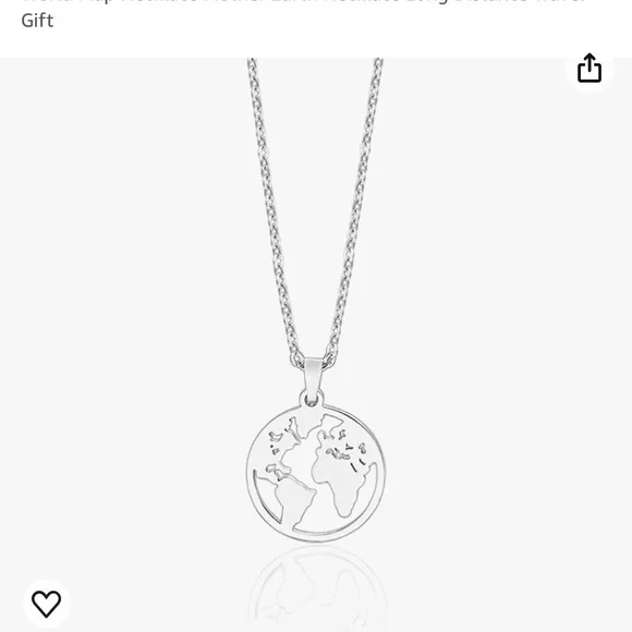 Silver World Map Necklace Mother Earth Necklace - Picture 2 of 3
